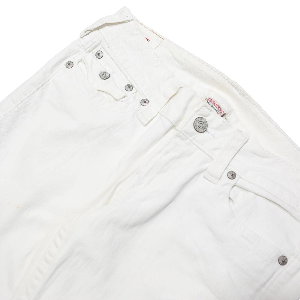 TRUE RELIGION Womens Cotton Blend White Slim Skinny Trousers W32 L34 Stylish Zip
