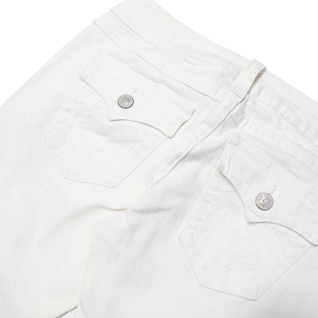 TRUE RELIGION Womens Cotton Blend White Slim Skinny Trousers W32 L34 Stylish Zip