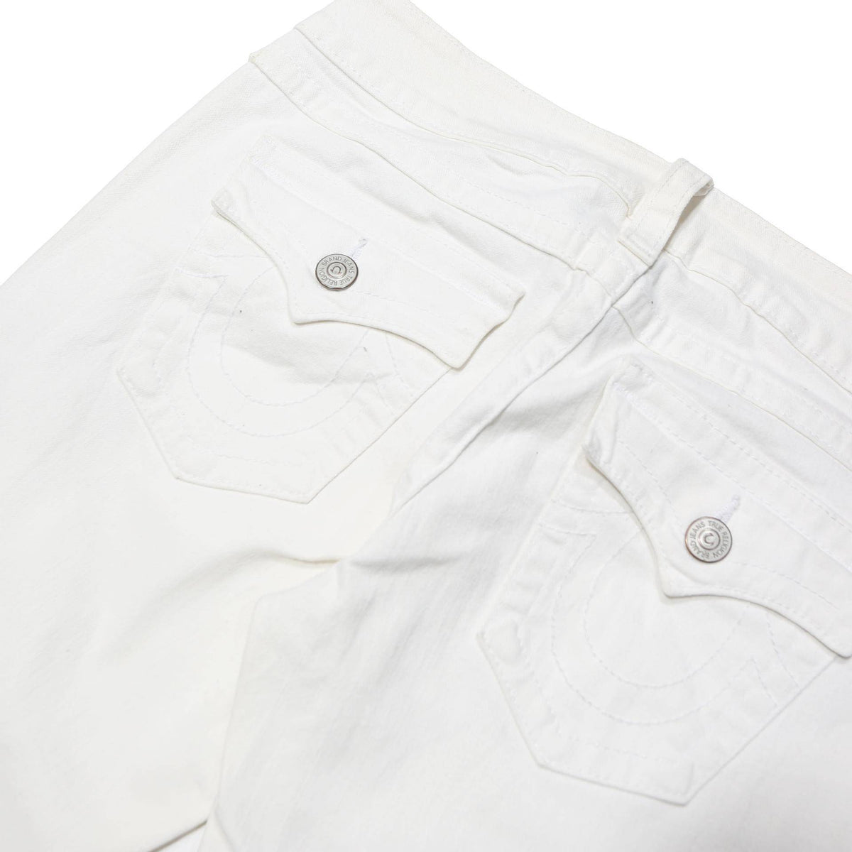 TRUE RELIGION Womens Cotton Blend White Slim Skinny Trousers W32 L34 Stylish Zip