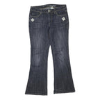 Womens Dark Blue Regular Flared Denim Jeans Cotton Blend W31 L30 Embellished