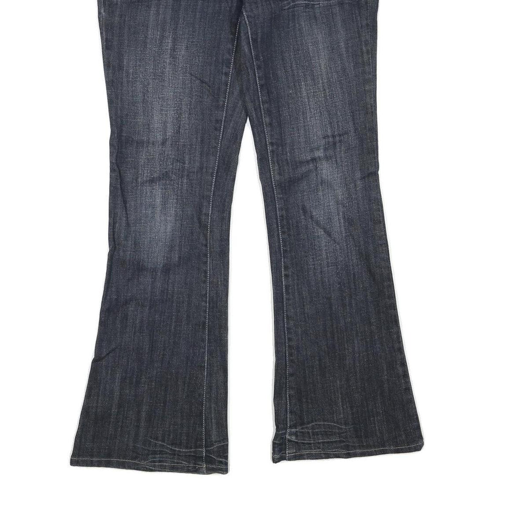 Womens Dark Blue Regular Flared Denim Jeans Cotton Blend W31 L30 Embellished