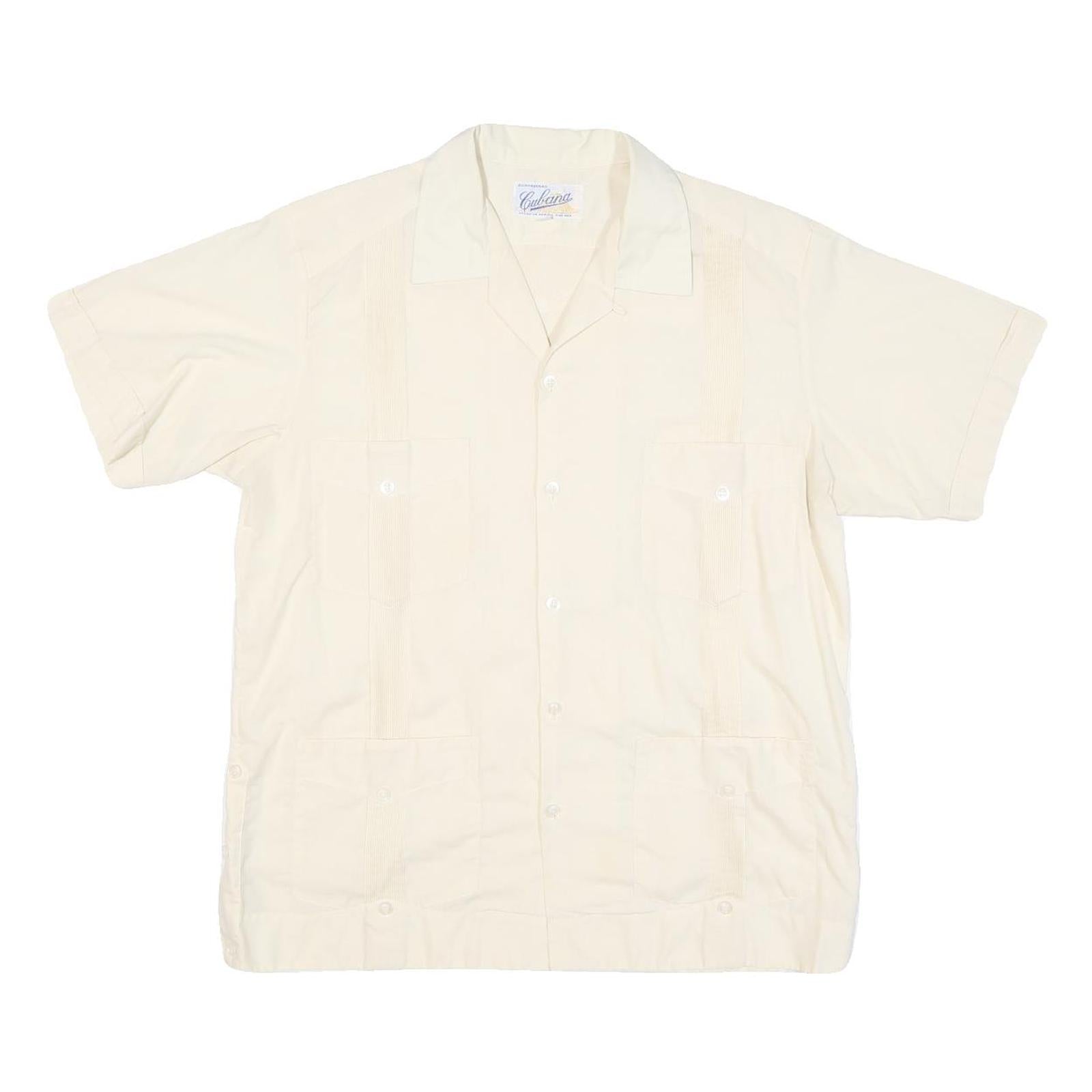 CUBAND Mens Cream Cotton Blend Shirt M Button Front Four Pocket Casual