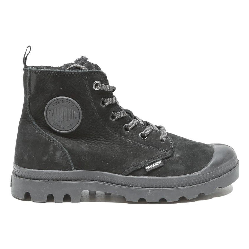 PALLADIUM Pampa Hi Womens Leather Black Boots UK 4 Durable Outdoor Footwear