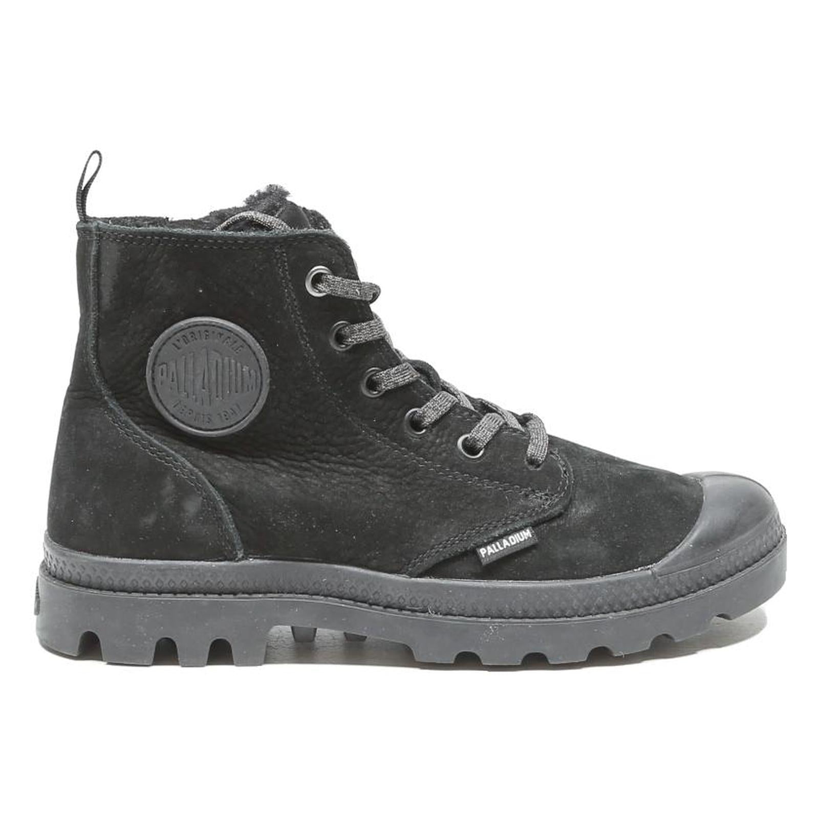 PALLADIUM Pampa Hi Womens Leather Black Boots UK 4 Durable Outdoor Footwear