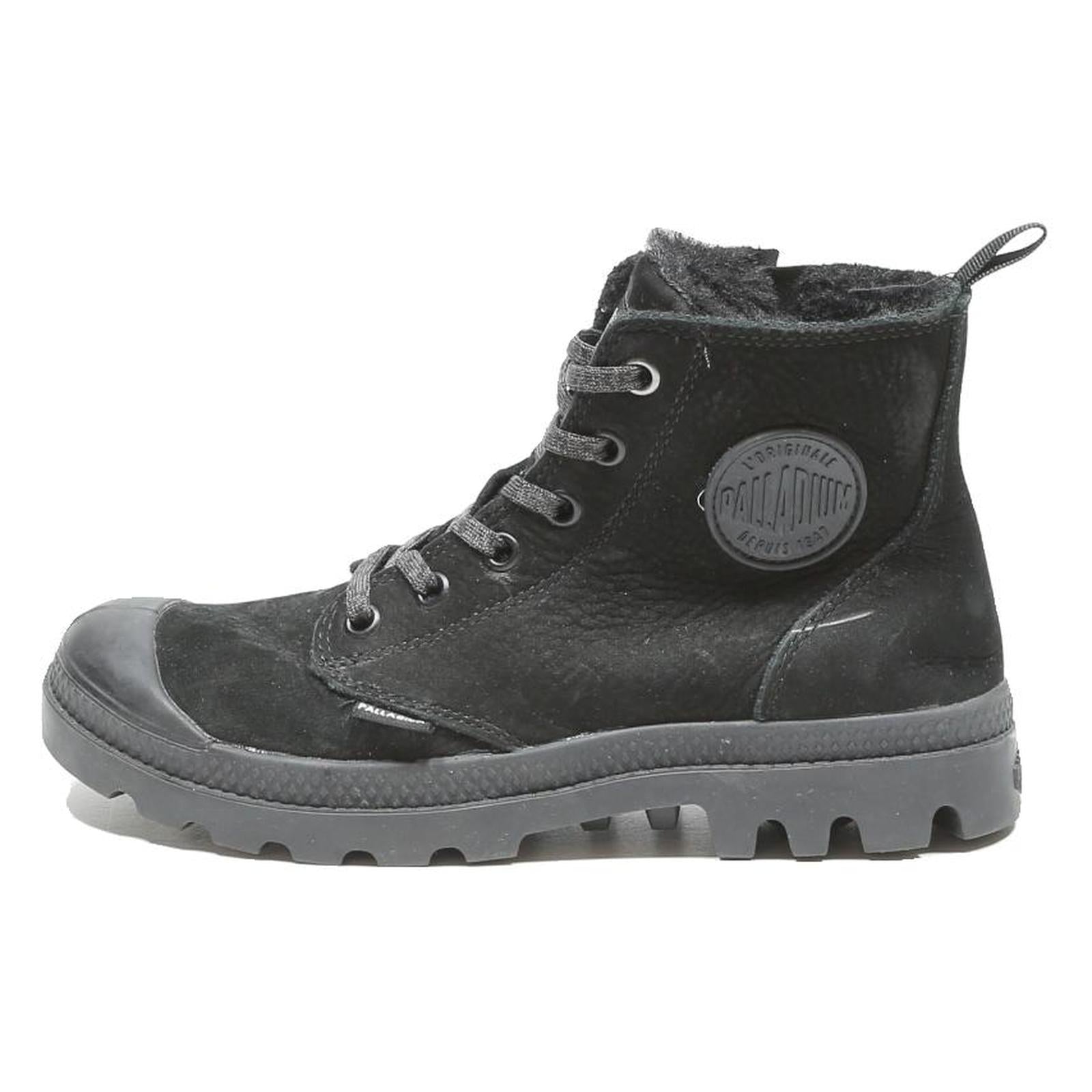 PALLADIUM Pampa Hi Womens Leather Black Boots UK 4 Durable Outdoor Footwear
