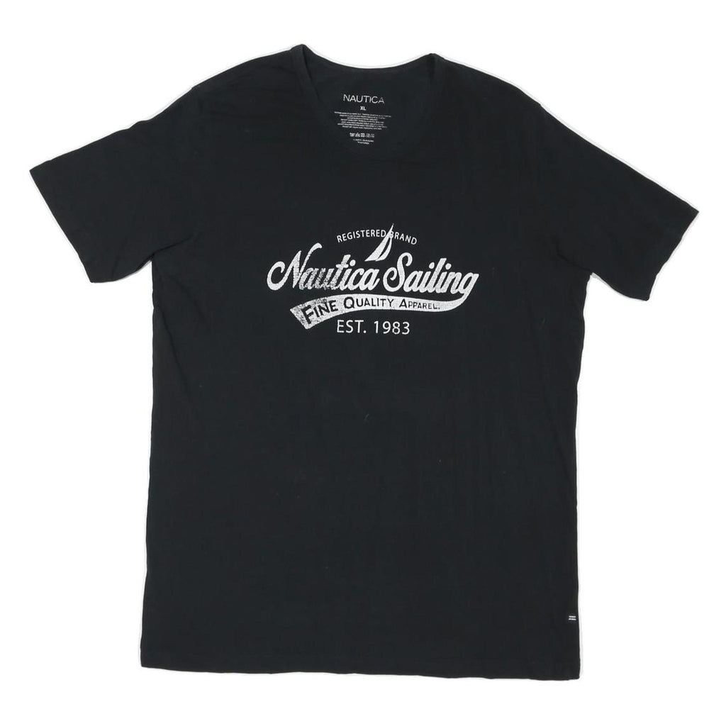 NAUTICA Mens Black XL Graphic T-Shirt Short Sleeve Crew Neck Cotton Blend