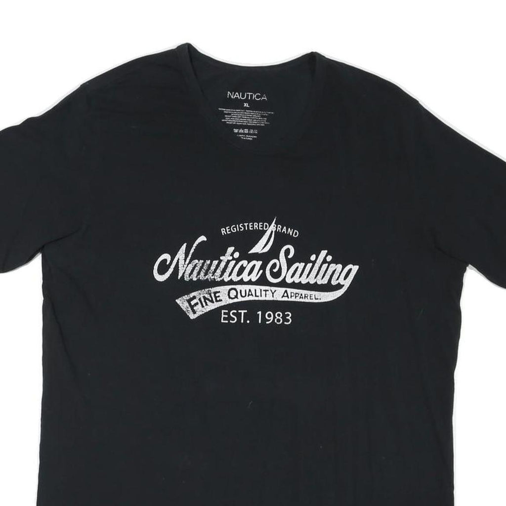 NAUTICA Mens Black XL Graphic T-Shirt Short Sleeve Crew Neck Cotton Blend