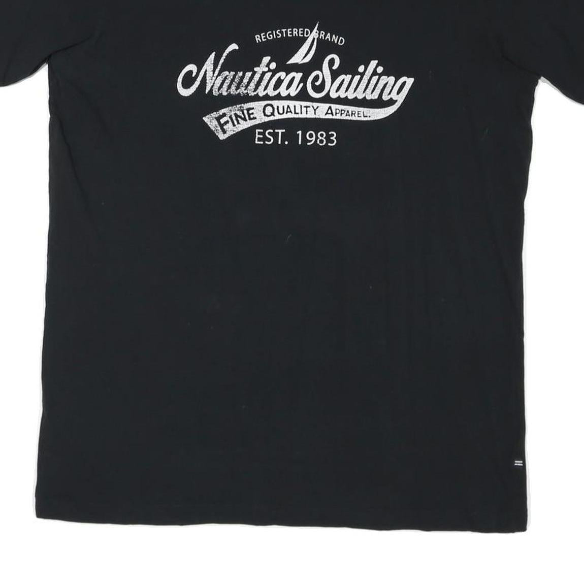 NAUTICA Mens Black XL Graphic T-Shirt Short Sleeve Crew Neck Cotton Blend