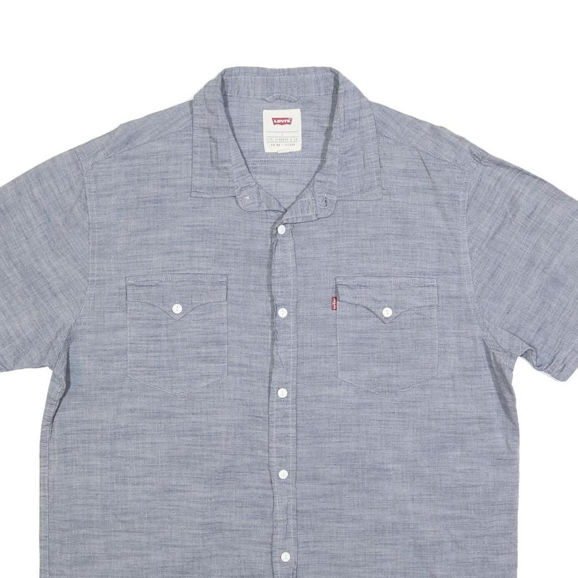 LEVI'S Mens Blue Casual Cotton Short Sleeve Shirt L Button Front Pockets