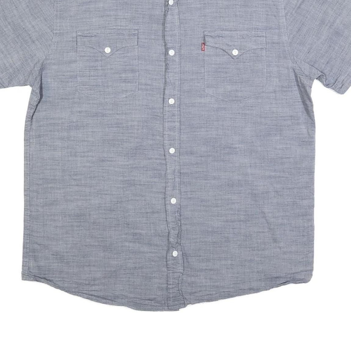 LEVI'S Mens Blue Casual Cotton Short Sleeve Shirt L Button Front Pockets