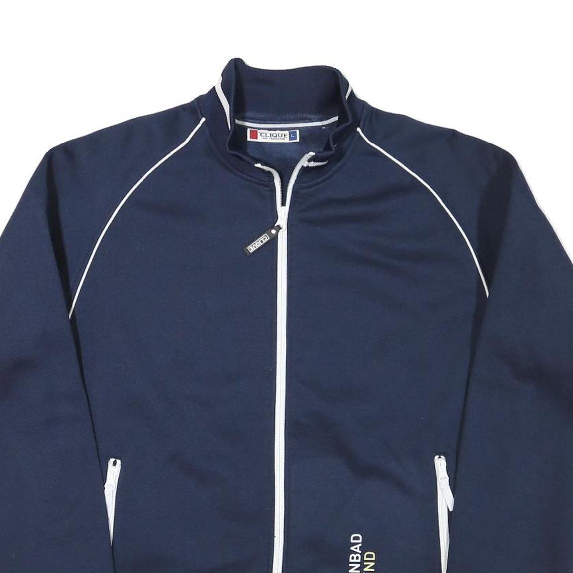 CLIQUE Mens Navy Blue Zip Jacket L Polyester Blend Track Sports Casual