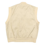 Womens Beige Sleeveless Zip Jacket S Polyester Blend Plain Utility Pocket Chain