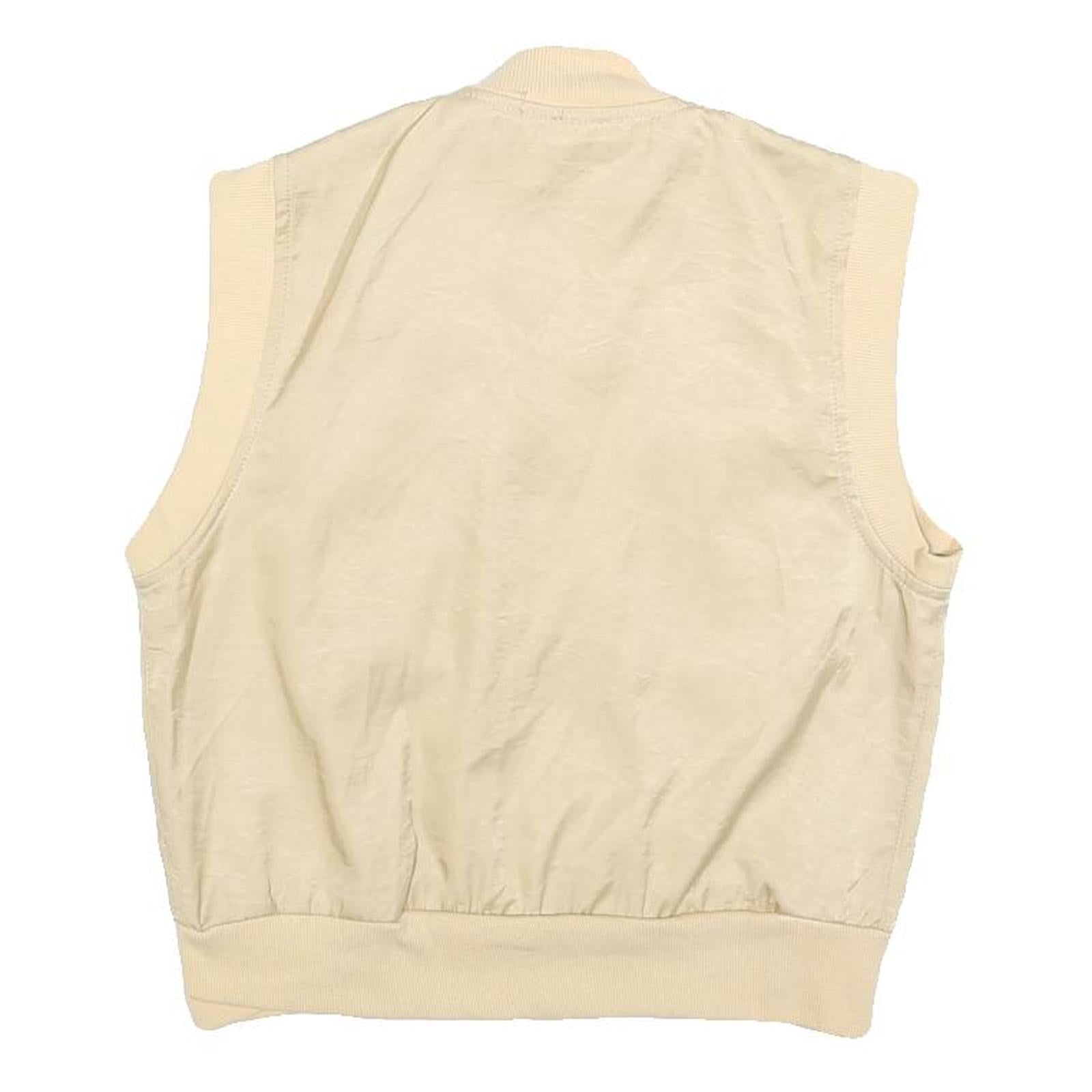 Womens Beige Sleeveless Zip Jacket S Polyester Blend Plain Utility Pocket Chain