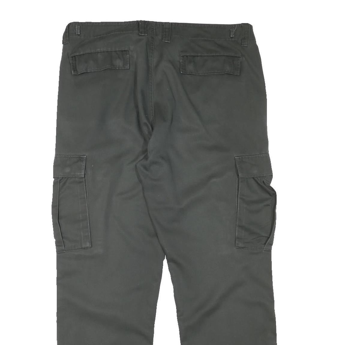 TEDDYS Mens Regular Fit Green Cargo Trousers W37 L30 Cotton Blend Zip Closure