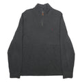 POLO RALPH LAUREN Mens Charcoal Patterned Jumper 1/4 Zip Cotton L Pullover