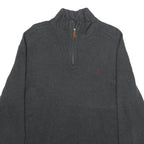 POLO RALPH LAUREN Mens Charcoal Patterned Jumper 1/4 Zip Cotton L Pullover