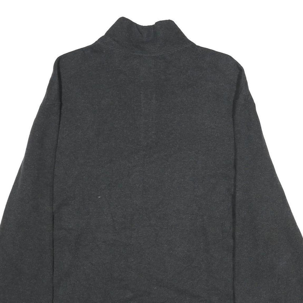 POLO RALPH LAUREN Mens Charcoal Patterned Jumper 1/4 Zip Cotton L Pullover