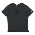 CHAMPION Mens Black Graphic T-Shirt L Short Sleeve Crew Neck Cotton Blend Logo
