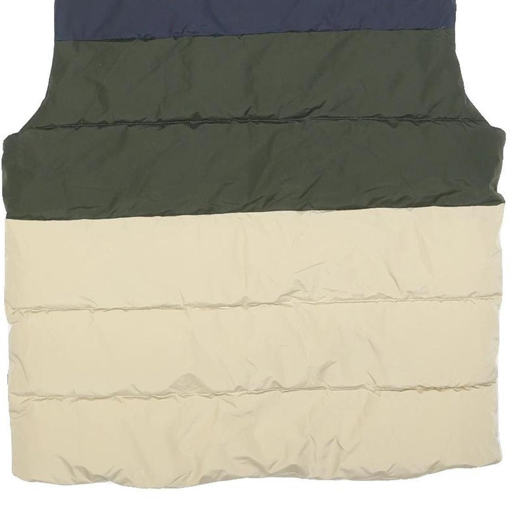 ONLY & SONS Mens Blue & Green & Beige Casual Puffer Jacket M Polyester Blend Zip