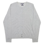 TOMMY HILFIGER Womens Cardigan Grey Tight Knit Wool L
