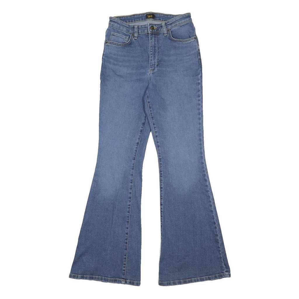 LEE Womens Blue Regular Flared Denim Medium W26 L32 Stretch Cotton Blend Zip