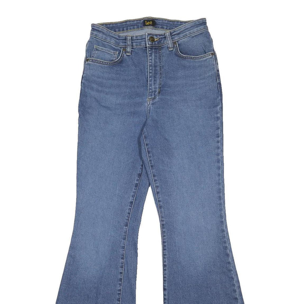 LEE Womens Blue Regular Flared Denim Medium W26 L32 Stretch Cotton Blend Zip