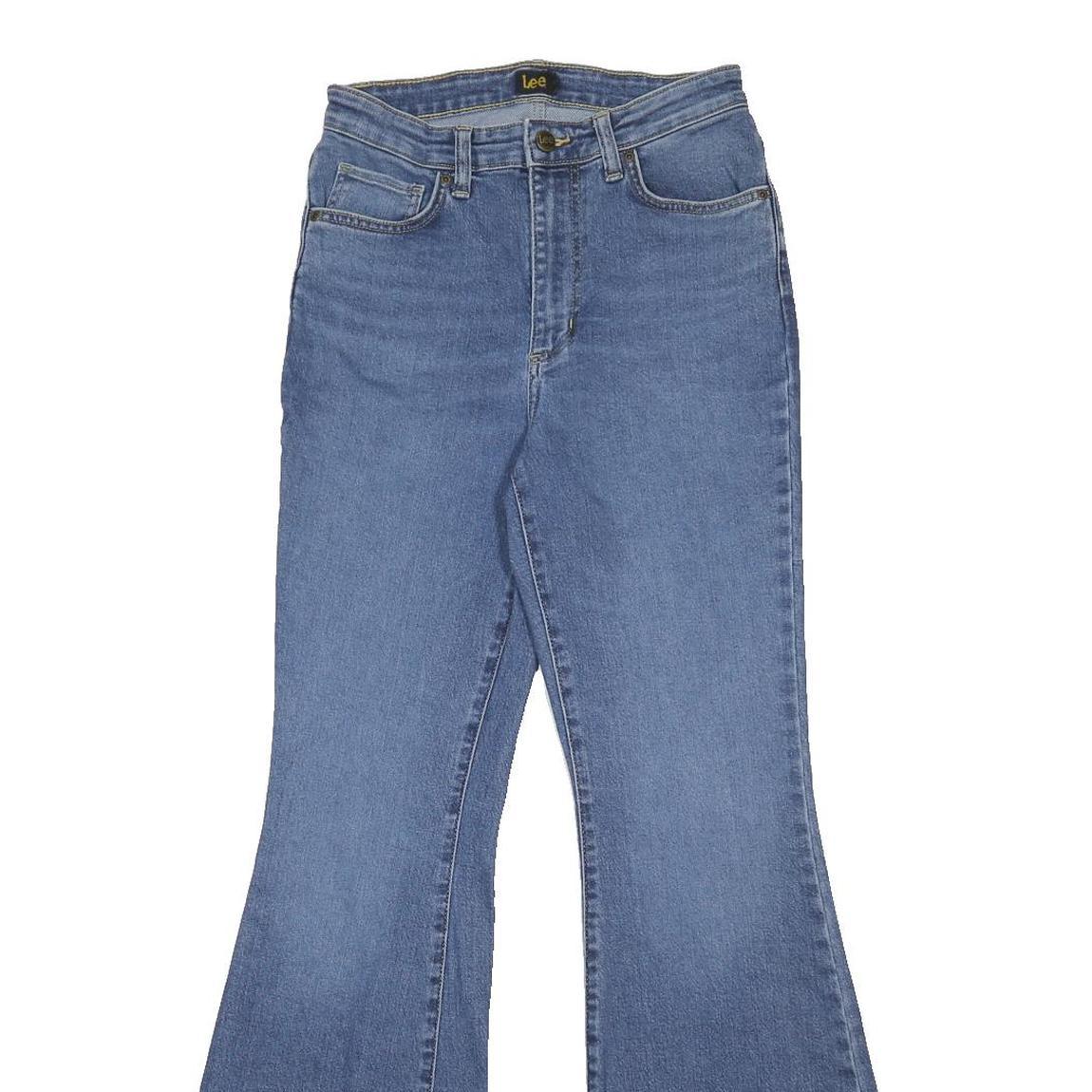LEE Womens Blue Regular Flared Denim Medium W26 L32 Stretch Cotton Blend Zip