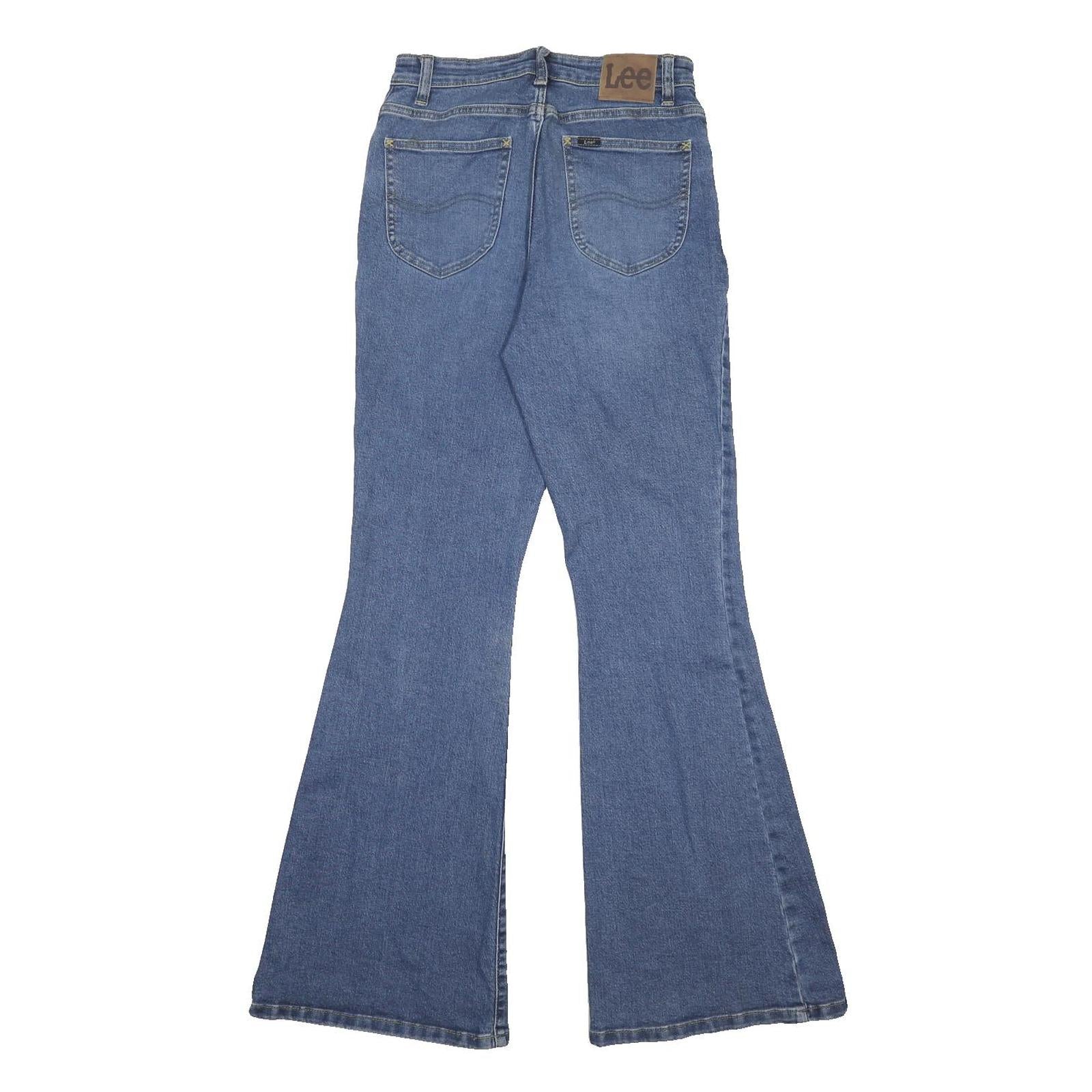 LEE Womens Blue Regular Flared Denim Medium W26 L32 Stretch Cotton Blend Zip