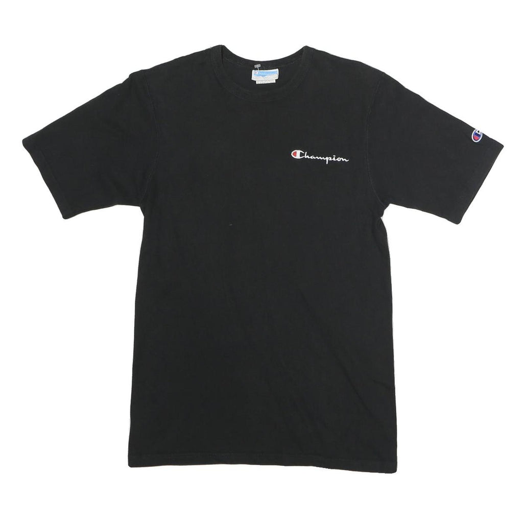 CHAMPION Mens Black Graphic T-Shirt S Short Sleeve Crew Neck Logo Print