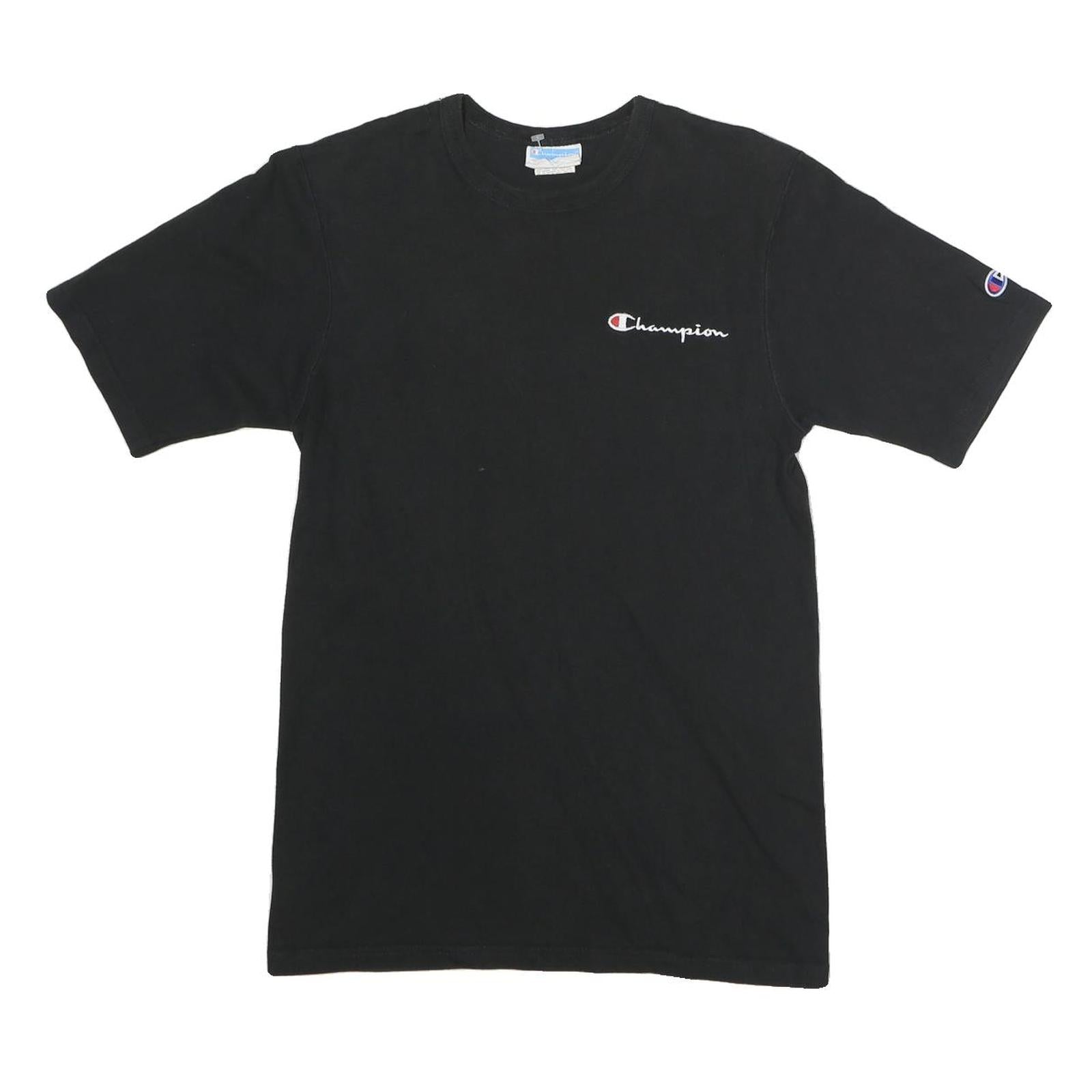 CHAMPION Mens Black Graphic T-Shirt S Short Sleeve Crew Neck Logo Print
