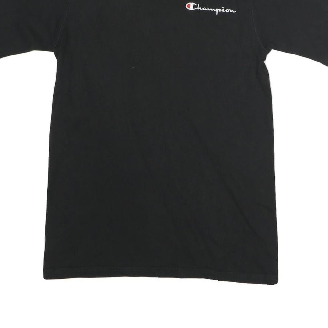 CHAMPION Mens Black Graphic T-Shirt S Short Sleeve Crew Neck Logo Print