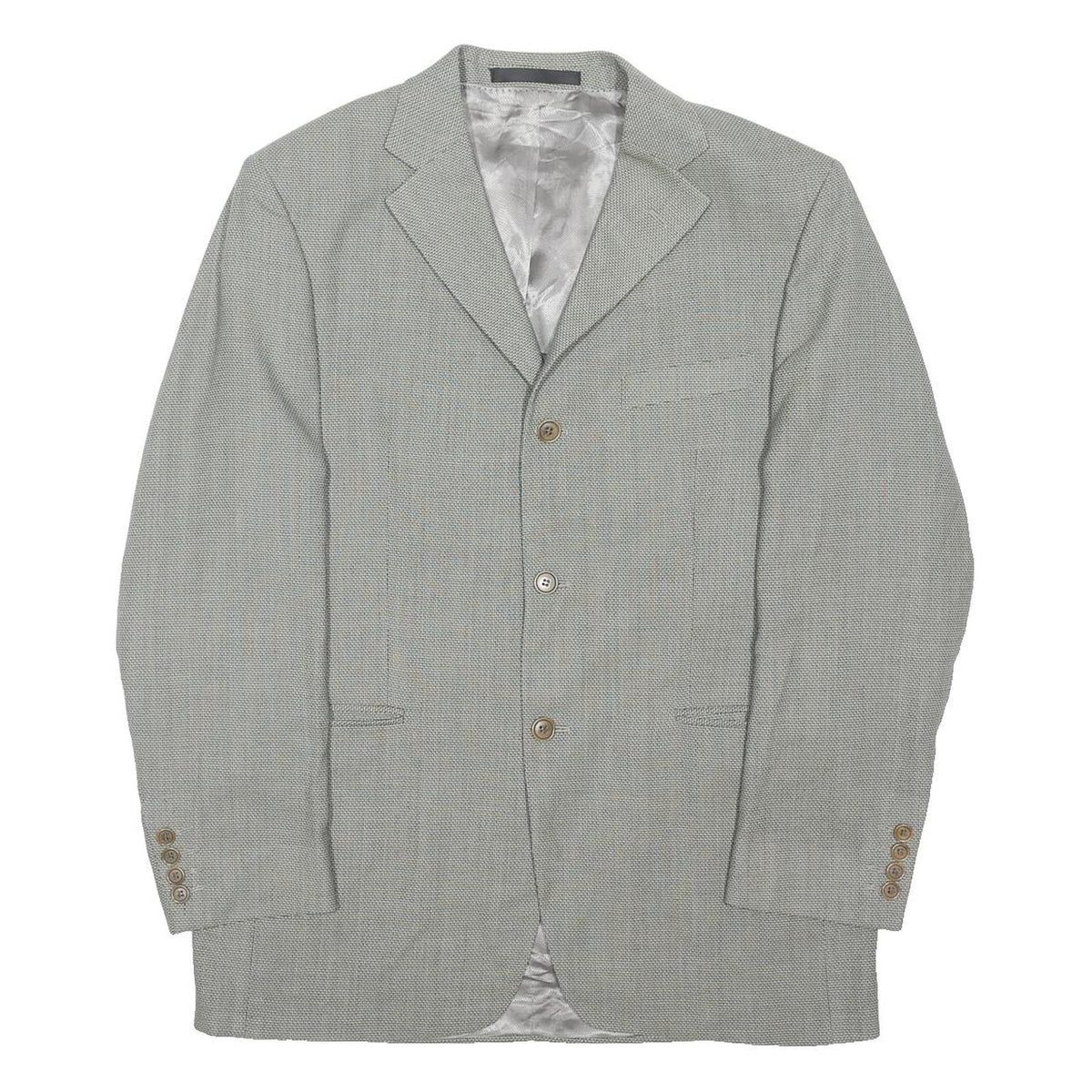 MARKS & SPENCER Mens Grey Wool Classic Jacket M Woven Button Closure