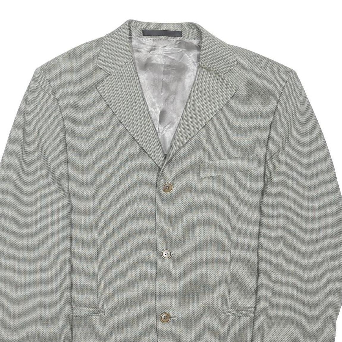 MARKS & SPENCER Mens Grey Wool Classic Jacket M Woven Button Closure