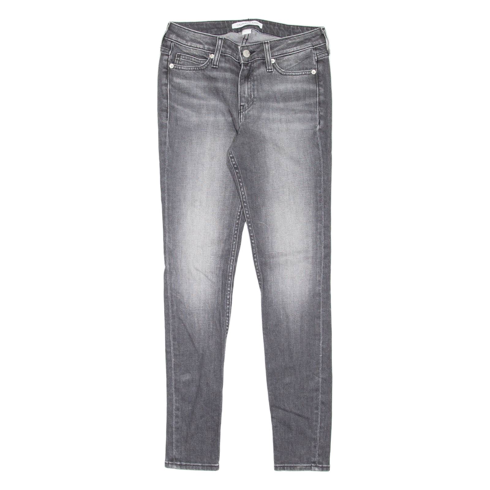 CALVIN KLEIN JEANS Womens Jeans Grey Slim Skinny Stone Wash W28 L30