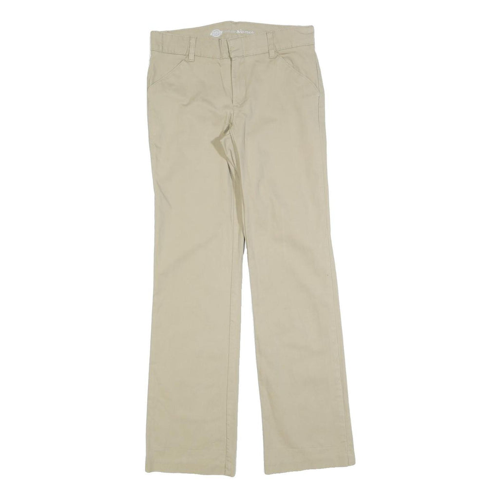DICKIES Womens Cotton Blend Beige Relaxed Straight Trousers W28 L30 Casual