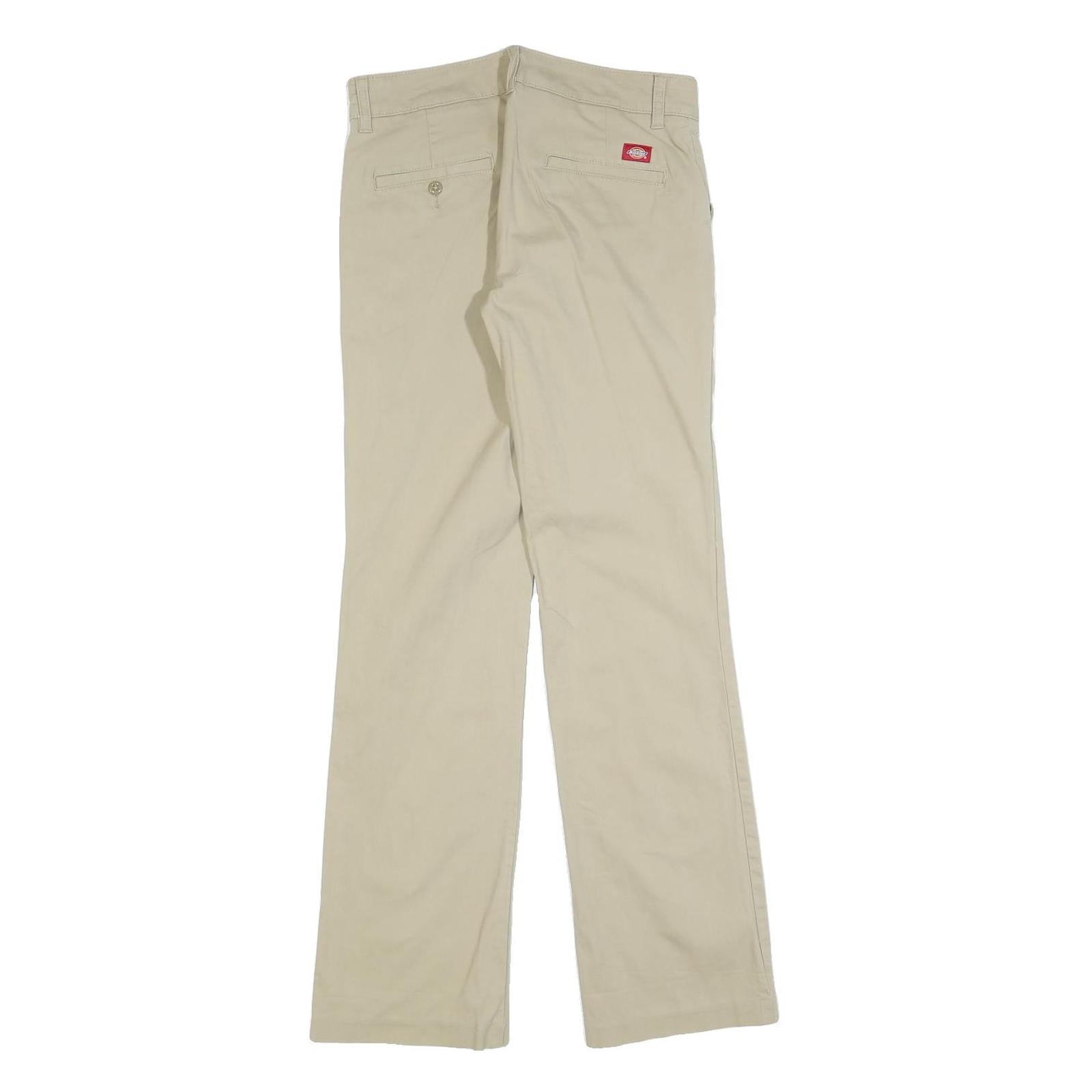 DICKIES Womens Cotton Blend Beige Relaxed Straight Trousers W28 L30 Casual