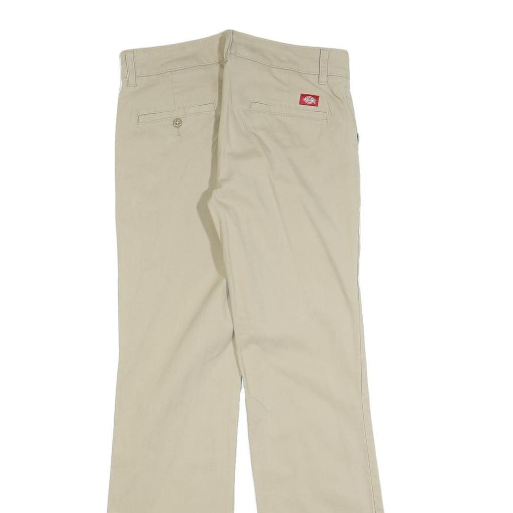 DICKIES Womens Cotton Blend Beige Relaxed Straight Trousers W28 L30 Casual