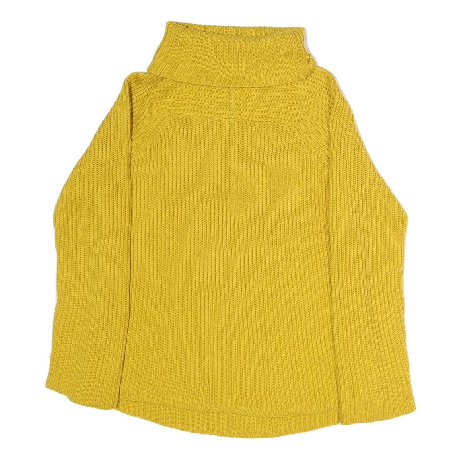 JIGSAW Womens Yellow Plain Jumper Roll Neck Basic Knit XS Cotton Blend Soft