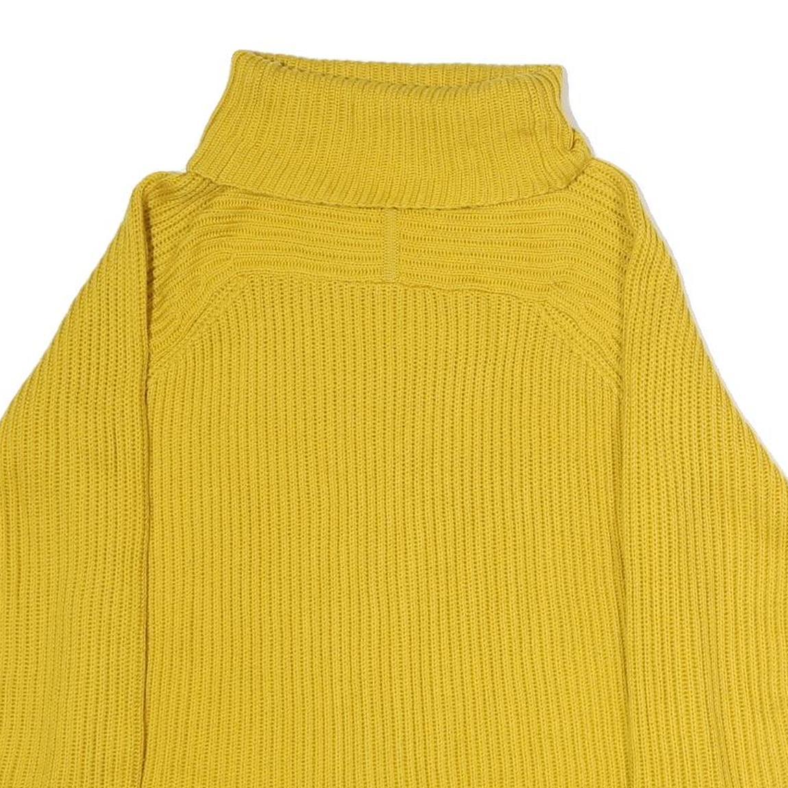 JIGSAW Womens Yellow Plain Jumper Roll Neck Basic Knit XS Cotton Blend Soft