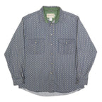 DUFFEL Mens Blue & Green Cotton Blend Shirt M Long Sleeve Casual Patterned