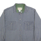 DUFFEL Mens Blue & Green Cotton Blend Shirt M Long Sleeve Casual Patterned