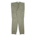 PIER ONE Womens Cotton Blend Slim Cargo Trousers Olive Green W34 L30 Casual