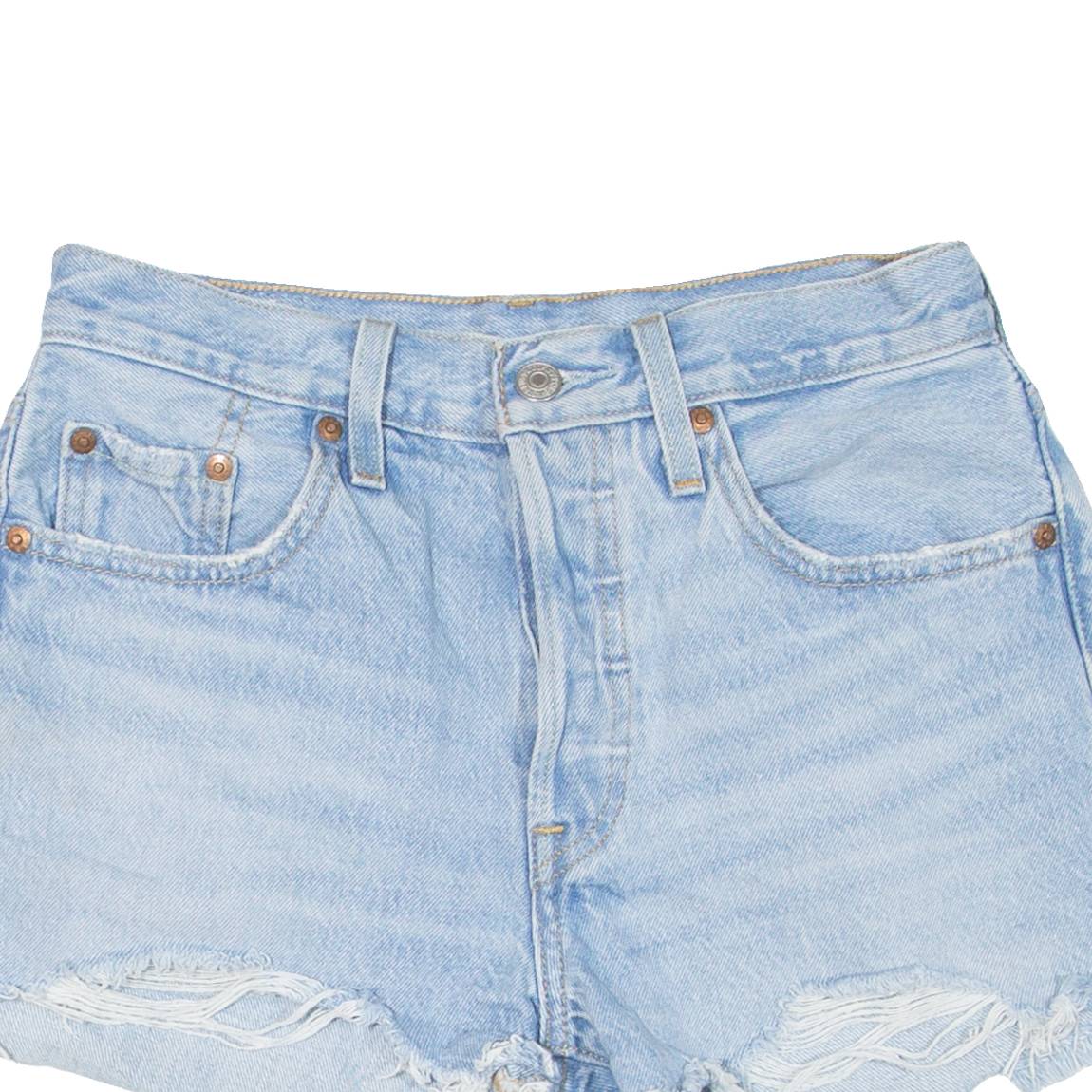 LEVI'S 501 BIG E Cut-Off Womens Denim Shorts Blue XS W25