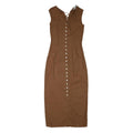 ANNE FONTAINE Womens Brown Sleeveless Midi Dress Cotton Blend Lace-Up V-Neck S