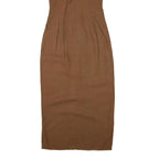 ANNE FONTAINE Womens Brown Sleeveless Midi Dress Cotton Blend Lace-Up V-Neck S