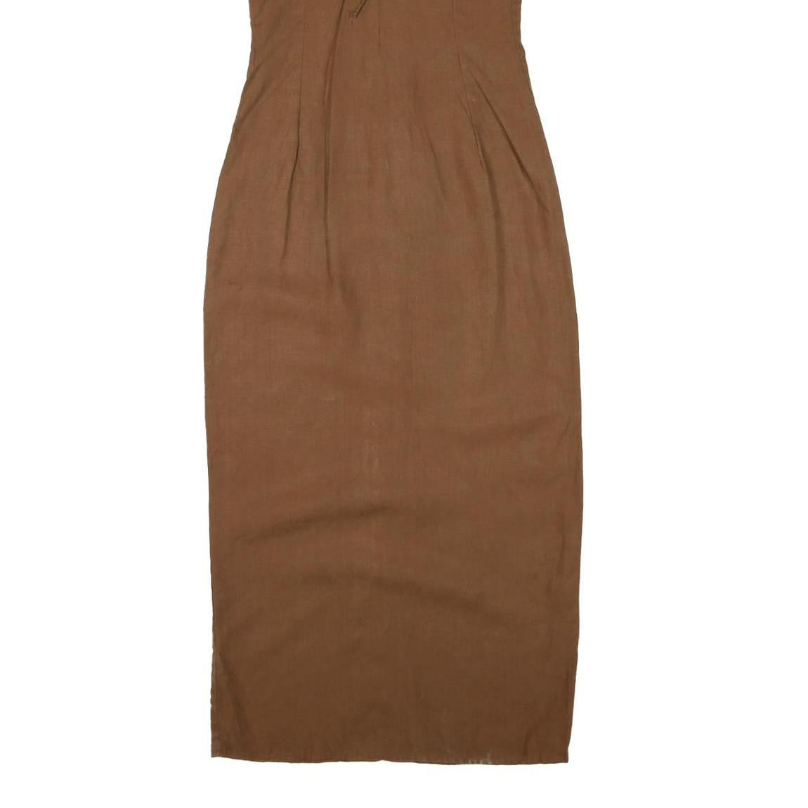 ANNE FONTAINE Womens Brown Sleeveless Midi Dress Cotton Blend Lace-Up V-Neck S