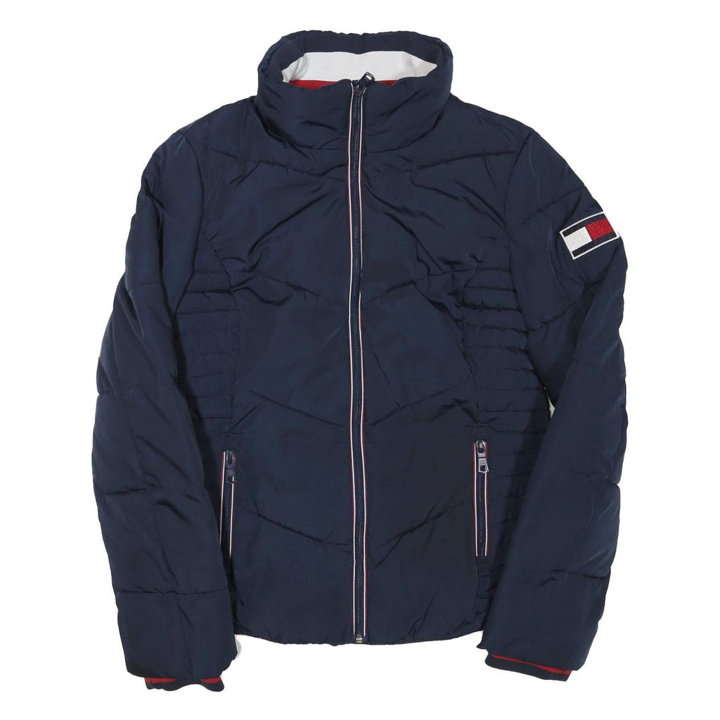 TOMMY HILFIGER Womens Navy Blue Zip Jacket XS Polyester Blend Plain Casual Warm