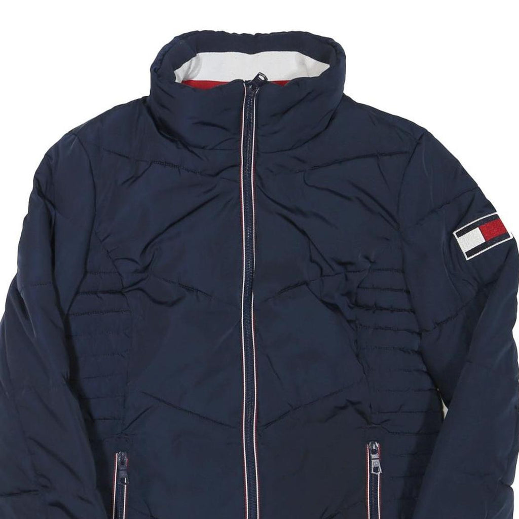 TOMMY HILFIGER Womens Navy Blue Zip Jacket XS Polyester Blend Plain Casual Warm