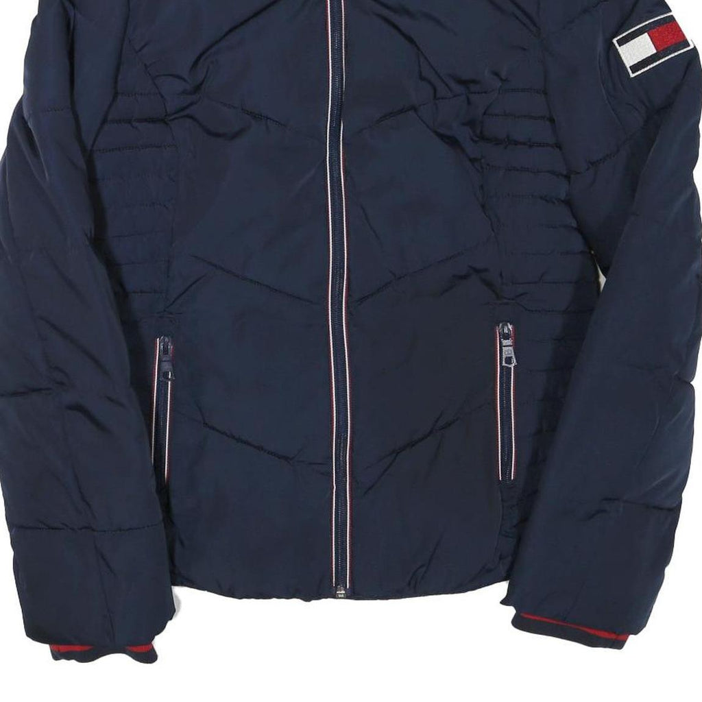TOMMY HILFIGER Womens Navy Blue Zip Jacket XS Polyester Blend Plain Casual Warm