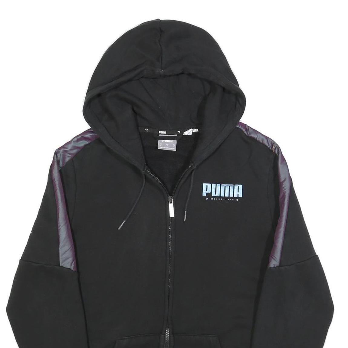 PUMA Mens Black Cotton Blend Full Zip Hoodie S Sports Casual Sweatshirt
